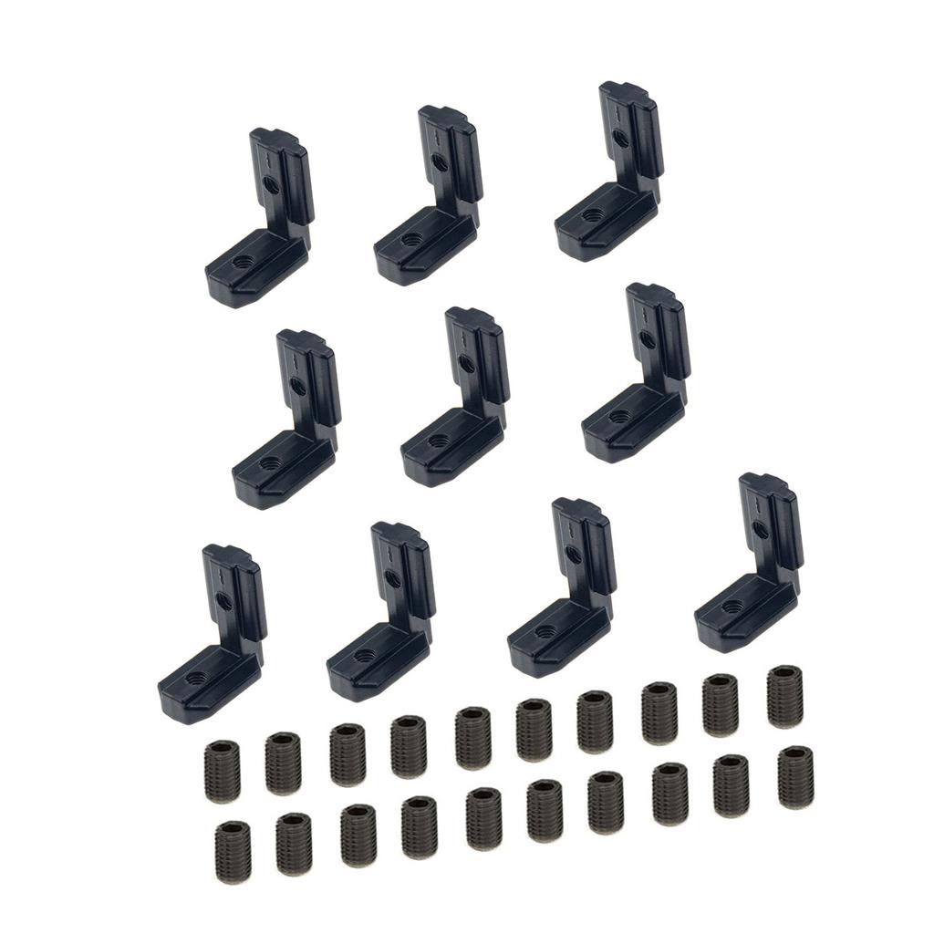 Balení 10 úhelníků Vnitřní rohový spojník se šrouby Úhelníkové spojky ve tvaru L Jednoduché použití pro profily s T-drážkou