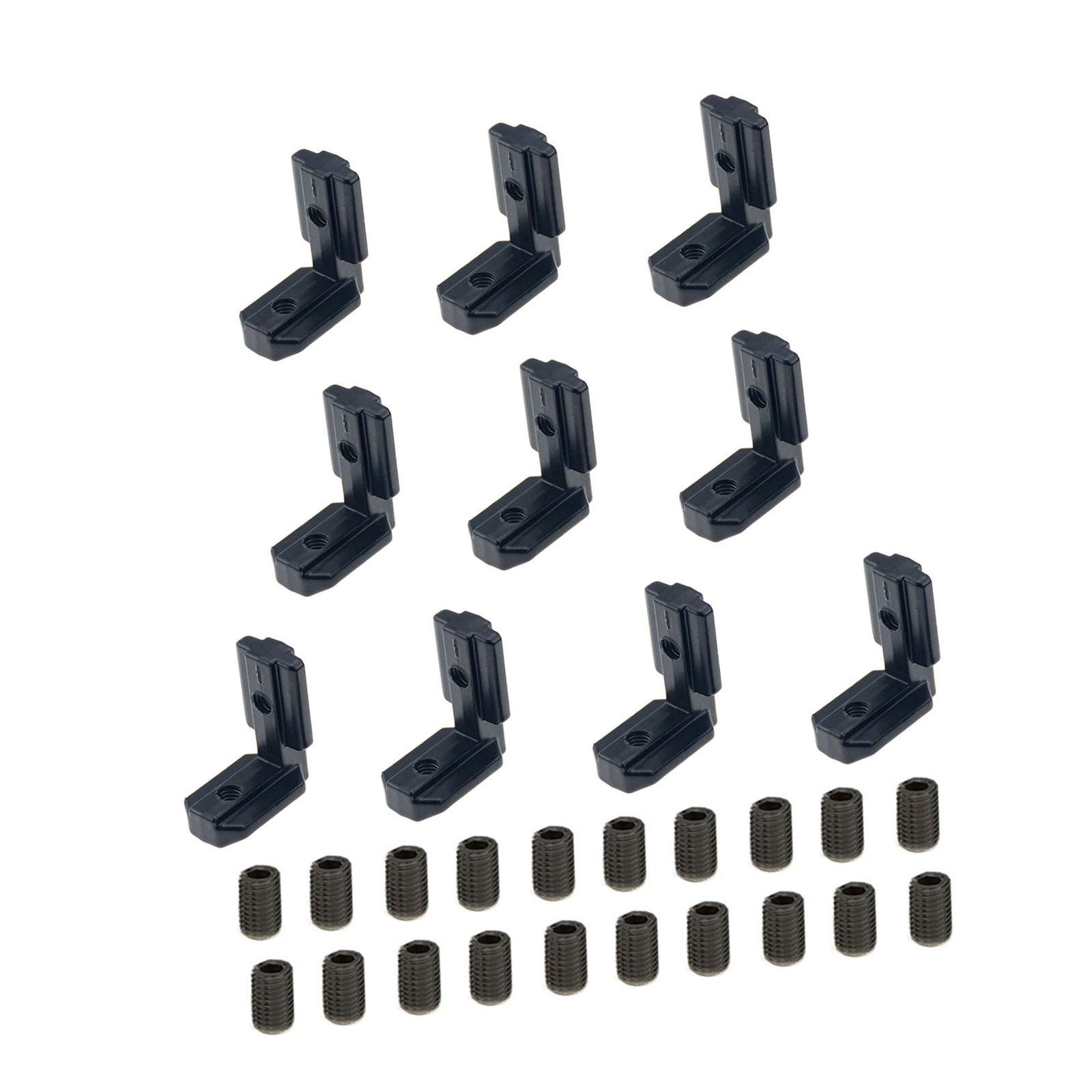 

Упаковка из 10 угловых кронштейнов, соединитель внутреннего угла с винтами, L-образные угловые соединители, простые в использовании для Т-образных профилей 40 чёрный