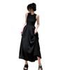 2026 new French retro chic waist long dress temperament sleeveless design back hollow dress women
