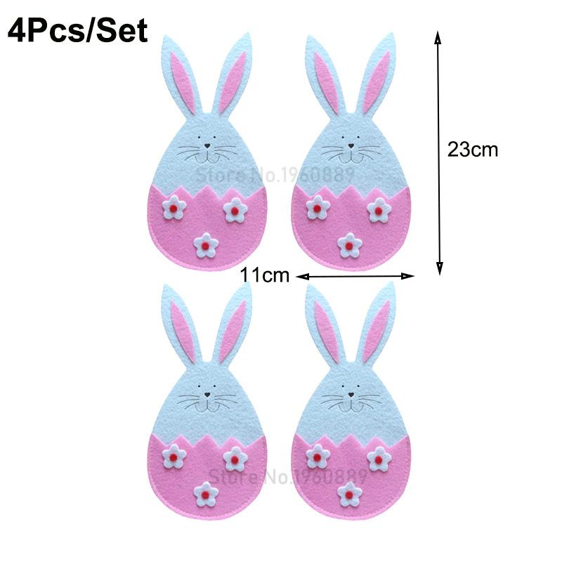 Easter Knife Fork Holder Pocket Carrot Rabbit Eggs Bunny Cutlery Bag for Easter Party Table Decor Tableware Cover Ornaments 2025
