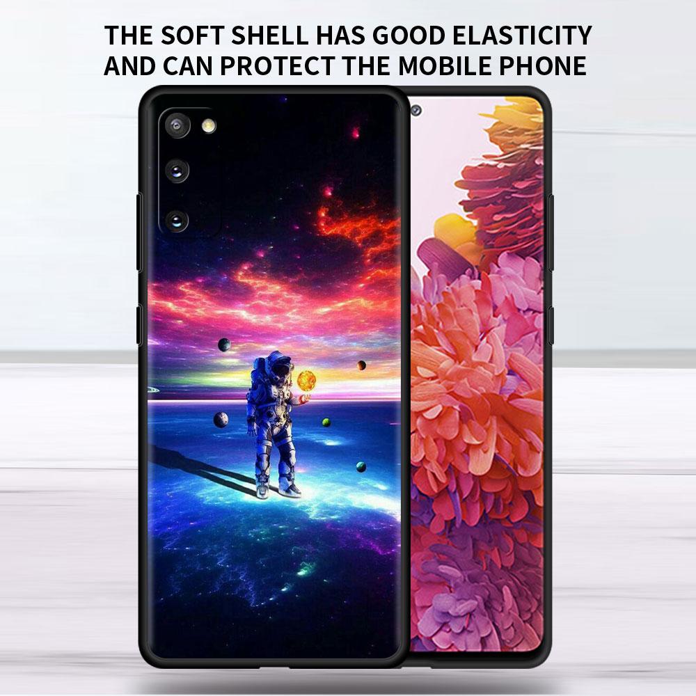 Weiche Hülle für Samsung Galaxy Note 20 Ultra 10 Plus Lite A50 A70 A20 A40 A20e 9 8 A60 Funda Handyhülle Universum Cooler Astronaut