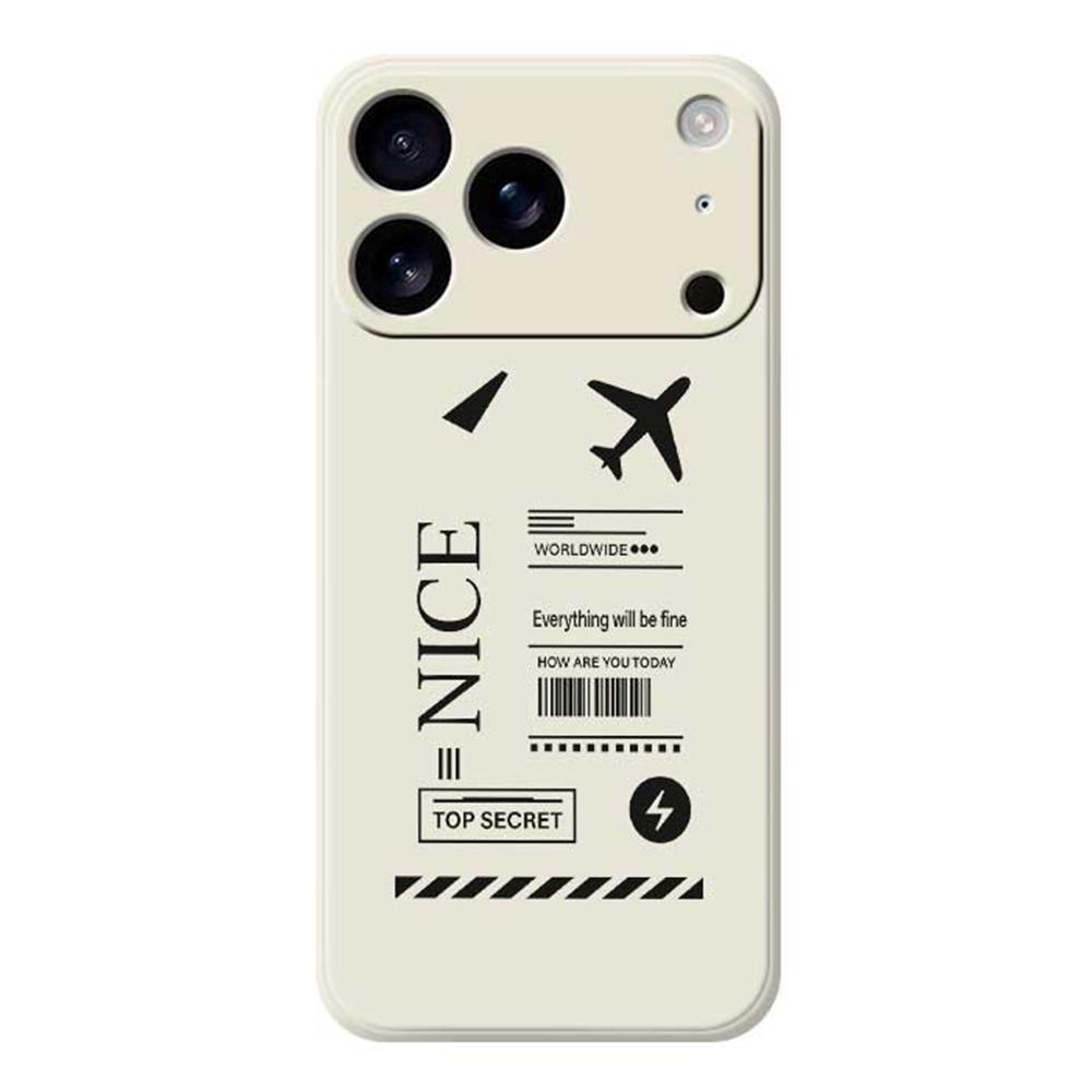 

For iPhone 17 Pro Case Boarding Ticket Pattern Printing Straight Edge TPU Phone Back Cover Beige