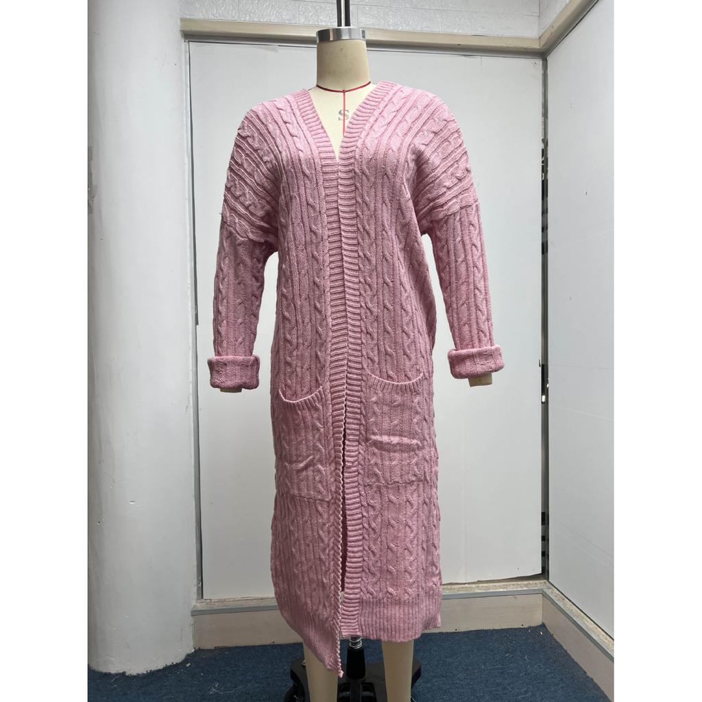 Damen Langarm Doppel-Taschen Twist Cardigan Pullover