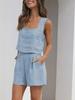 New Women's Outwear Set Linen Shorts Sleeveless Top Vest