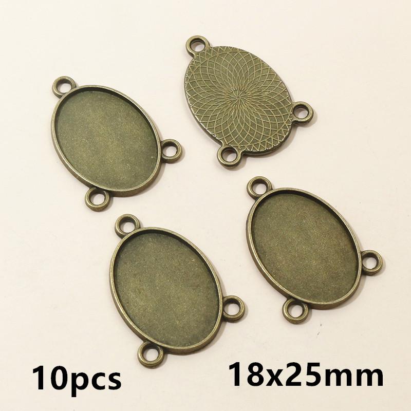 5-40pcs 3-Loops Oval Prndant Cabochons Blank Base Setting DIY Necklace Bracelet Jewelry Making Accessories Findings