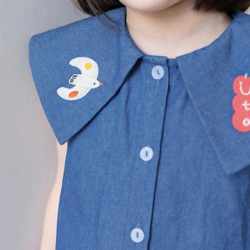 Dziewczęca sukienka typu Princess bez rękawów, z kołnierzykiem