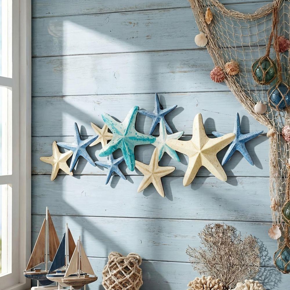 2D Flat Wooden Starfish Wall Decor Nautical Aesthetic Coastal Ocean-themed Wall Art Beach House
