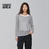 BENLAI Women's 2025 Spring Striped Knit Long-Sleeve T-Shirt BNA950011
