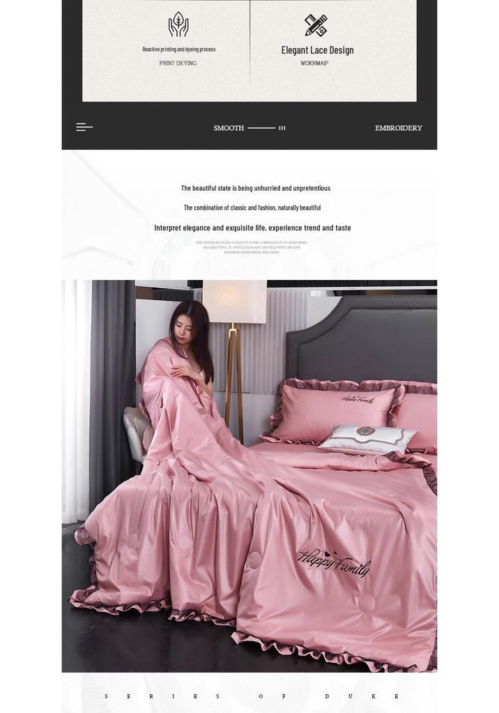 Four-Piece Washable Silk and Tencel Cooling Summer Quilt Set