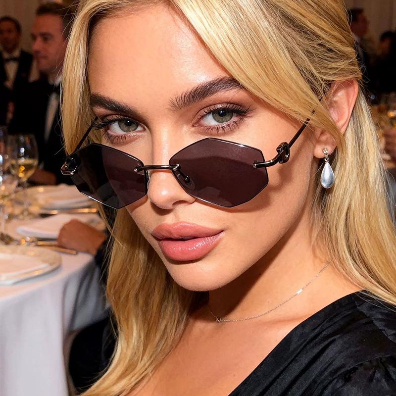 JYL Rimless Polygon Sunglasses UV400 Metal Ocean Lens Street Style / S092