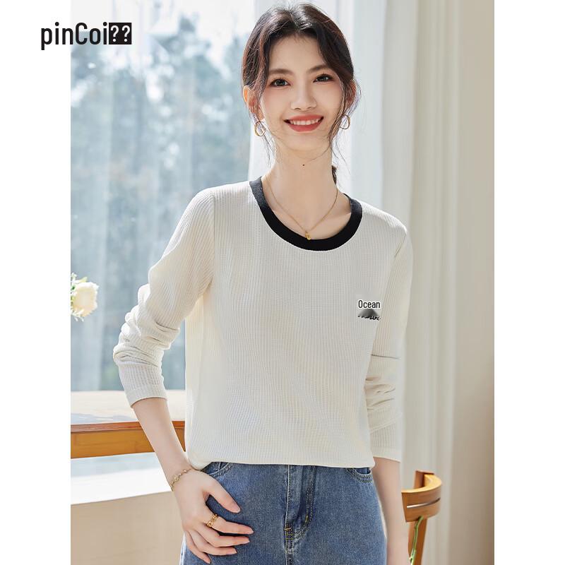 Pincai Women s Embroidered Strawberry & Striped Long-Sleeve T-Shirt L