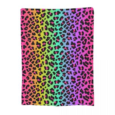 Manta de piel de leopardo arcoíris LGBT de moda, decoración de vellón, diseño de lunares de guepardo, para relajarse, para cama, sofá o colcha.