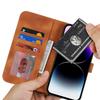 For iPhone 14 Pro Max Wallet Case Double Folded Edge Skin Touch PU Leather Flip Phone Cover