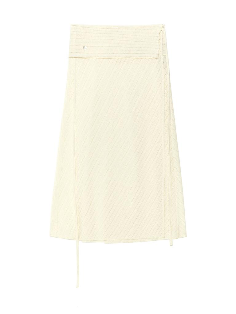 Mattengkim Foldover Layered Maxi Wrap Skirt In Ivory