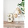 Number Balloon 32-inch 70cm Cream Beige Balloon with Straw Birthday Photoshoot Party Celebration Anniversary Home Studio Muted Color Set of 3