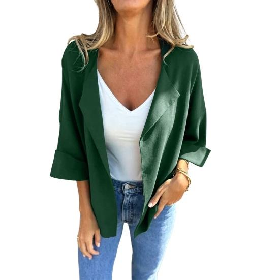 Women Lapel Jackets Collar Blazer, 3/4 Sleeve Open Front Business Casual Ladies Blazers Suit Jacket, Office Work Short Blazer for Spring Fall