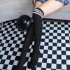 Winter Leg Warmers Women Over Knee Thigh High Socks Black White Striped Long Socks Gothic Y2k Lolita Stockings For Ladies Girls