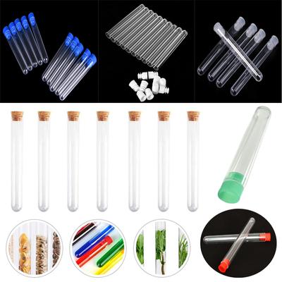 10pcs Clear Plastic Test Tube with Lid 6 Colors U-shaped Bottom Long Transparent Test Tube Supplies
