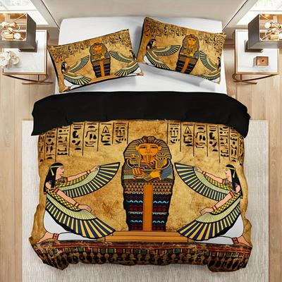 3pcs Bedding Set Egyptian Pharaoh Guardian 3D Print Cozy Duvet Cover Set King Queen Twin Single Size Birthday Gift Bedroom Decor