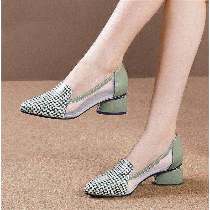 zapato negro tacon women cute sweet high quality green slip on heel pumps for party ladies casual comfort shoes a6123