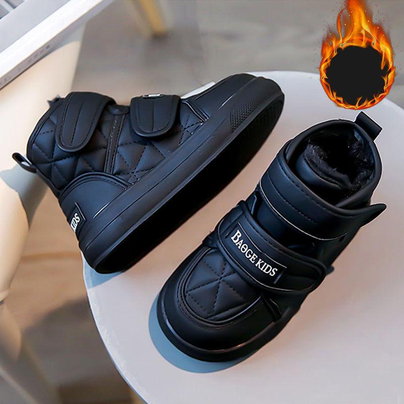 

Детская обувь Зимняя Повседневная Плюшевая Толстая Теплая Обувь для Мальчиков Нескользящие Снежные Ботинки Удобные 26 чёрный