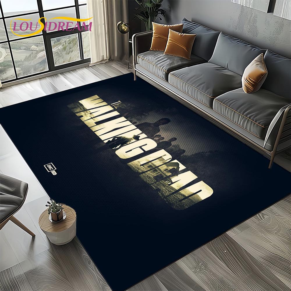 TWD Walking Dead Rick Daryl Horror TV Carpet Rug for Living Room Bedroom Home Sofa Decoration,Kids Area Rug Non-slip Floor Mat