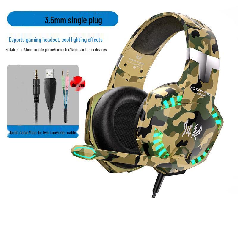 Casque Gaming Circum-Aural Inzhuo G2000 avec Microphone, Basses Profondes pour Musique sur Ordinateur Portable/de Bureau