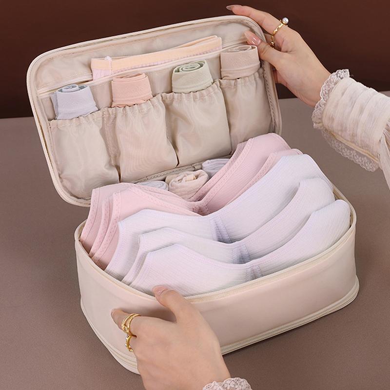 Portable Underwear rganizer Bag - Double Layer Large Capacity Design for Travel Socks & Pantyhose Storage