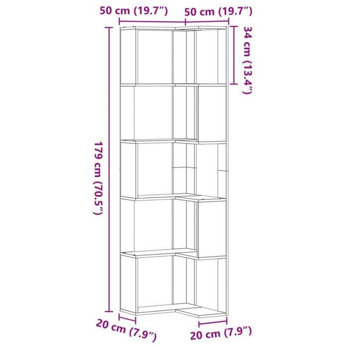 VidaXL Corner Bookcase with 5 Shelves White Engineered Wood, Corner Bookshelf, Corner Display Cabinet, Corner Cabinet 852582