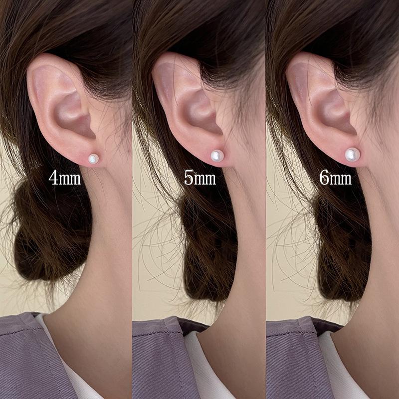 Minimalist Natural Pearl 925 Sterling Silver Stud Earrings