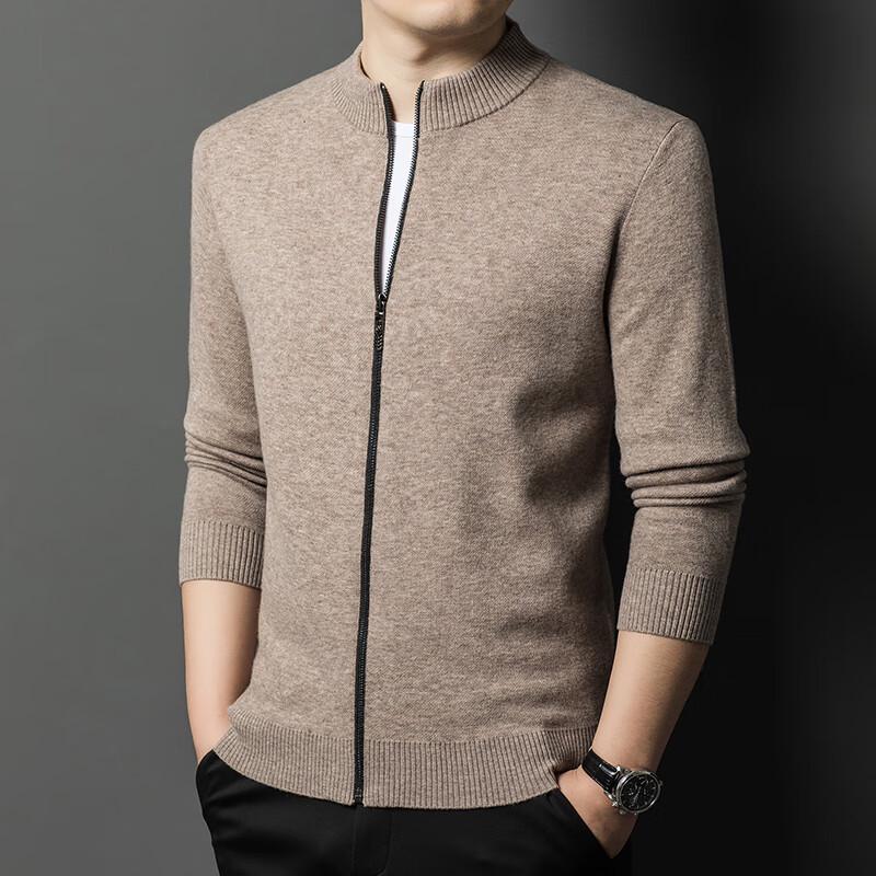 Men's 100% Pure Wool Zipper Stand Collar Cardigan