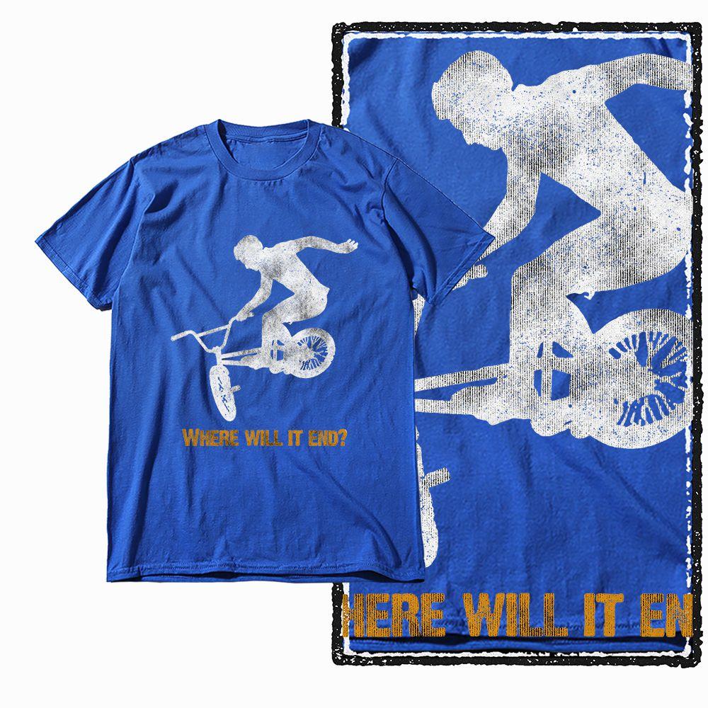 G47 Royal Blue Vintage Streetwear Cotton Men's BMX Bicycle Printed Graphic T-shirt | Big Size Cool O-neck Men's Tee Tshirt