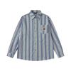 American Retro Striped Long Sleeve Shirt Loose Casual Button Up Top Men Women Teens
