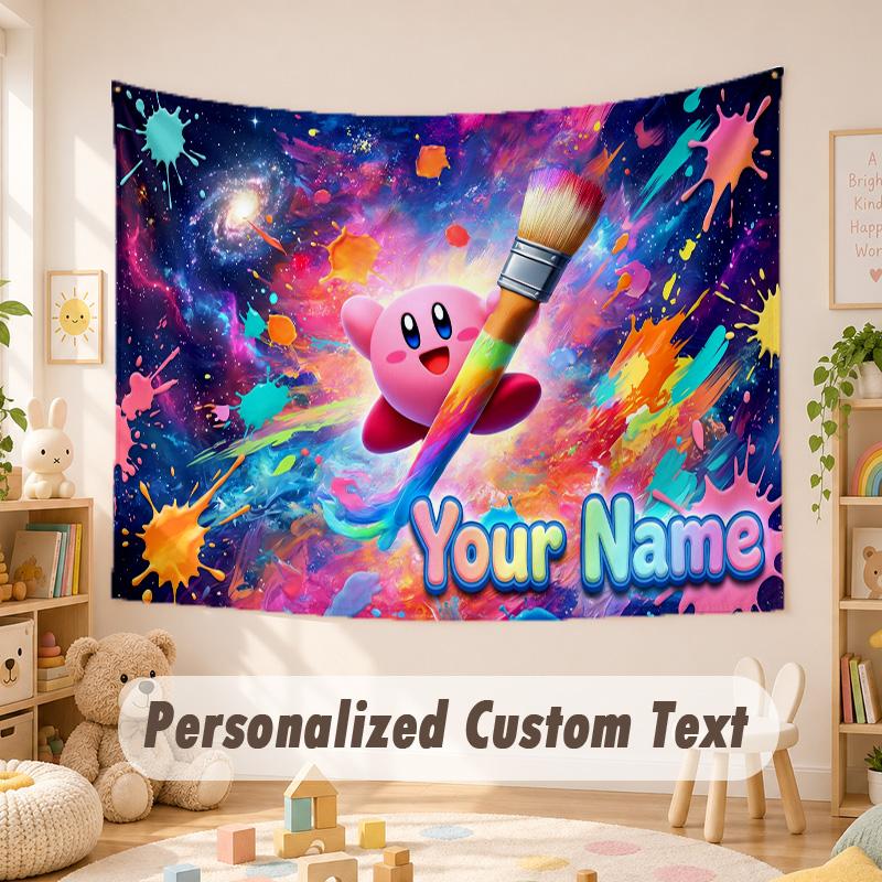 Arazzo Personalizzato con Testo e Nome, Appeso da Parete Kirby Stile Boho, Arazzo Decorativo per Sfondo Stanza