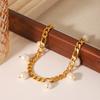 Natural Freshwater Pearl Anklet Stainless Steel Figaro Chain 18K Gold Plated Anklet Titanium Steel Fade-resistant