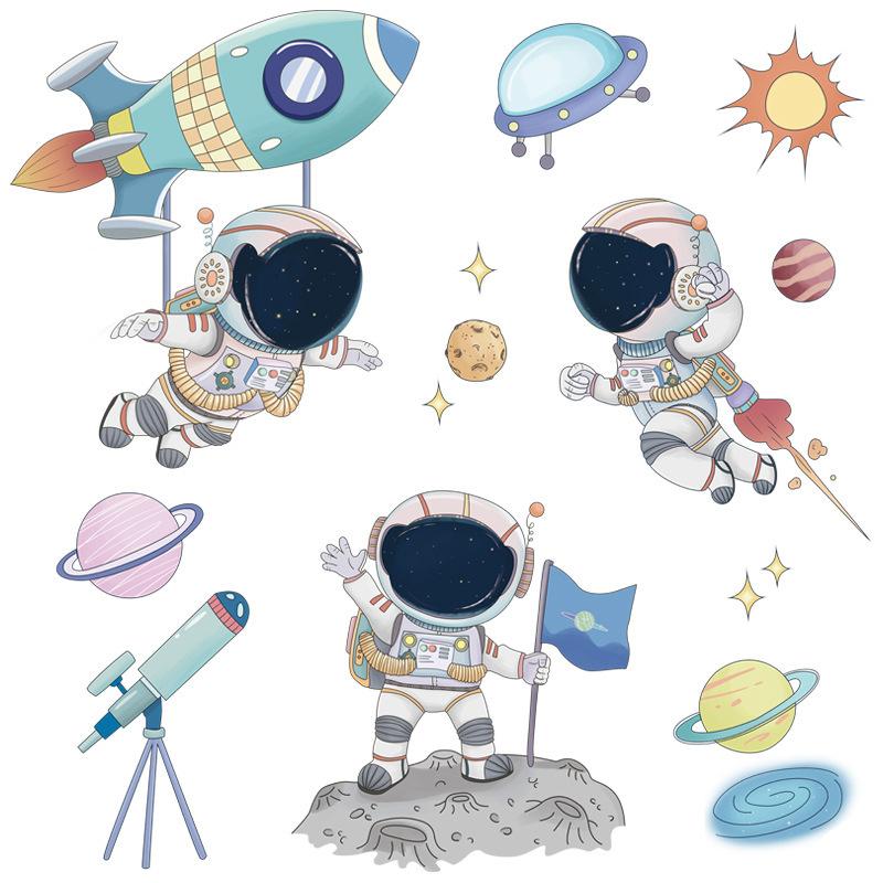 Travel Sky Cradle Astronaut Wall Decal Children's Room Kindergarten Classroom Decoration Rocket Wall Decal