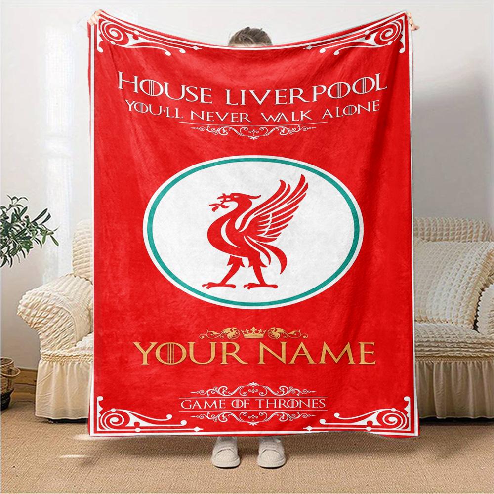 Liverpool Personalized Name Blanket Lightweight Customizable Blanket Durable Comfort Versatile for Picnics Sofa Couch Bedding Four Seasons Multipurpos