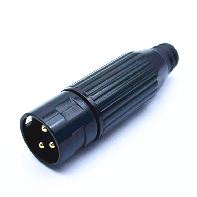 All-Metal Canon 3-Pin Gold-Plated Microphone Connector (Male & Female Plug) - Black
