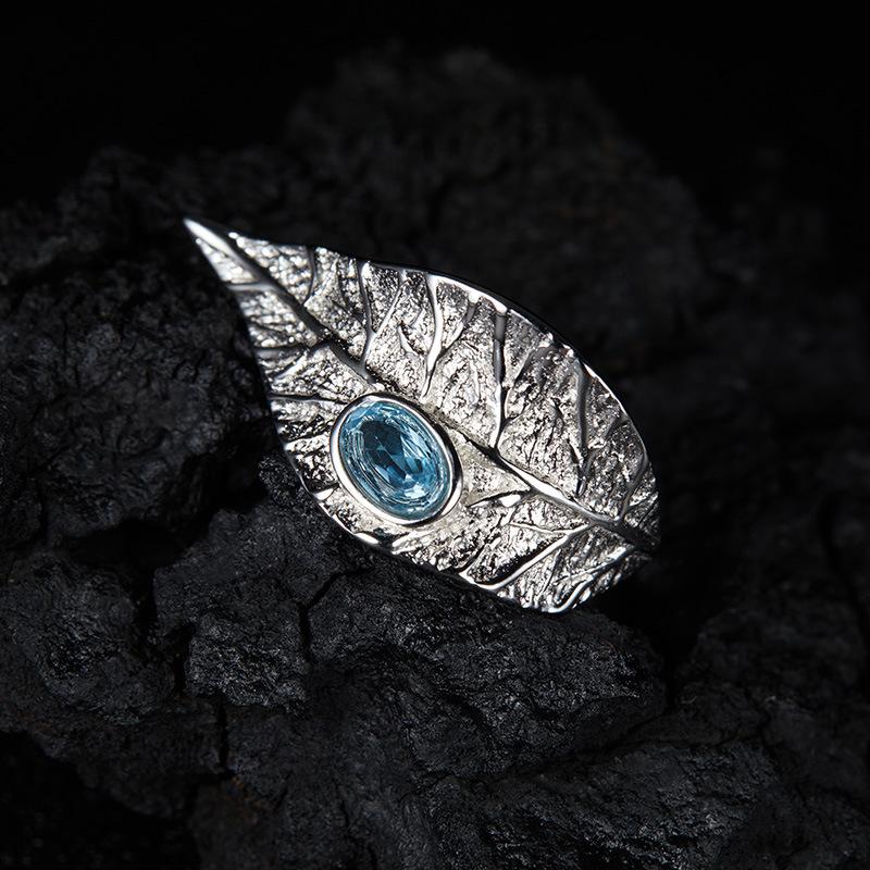 Original Leaf Design S925 Sterling Silver With Natural Garnet Topaz Peridot Colored Treasure Necklace Set