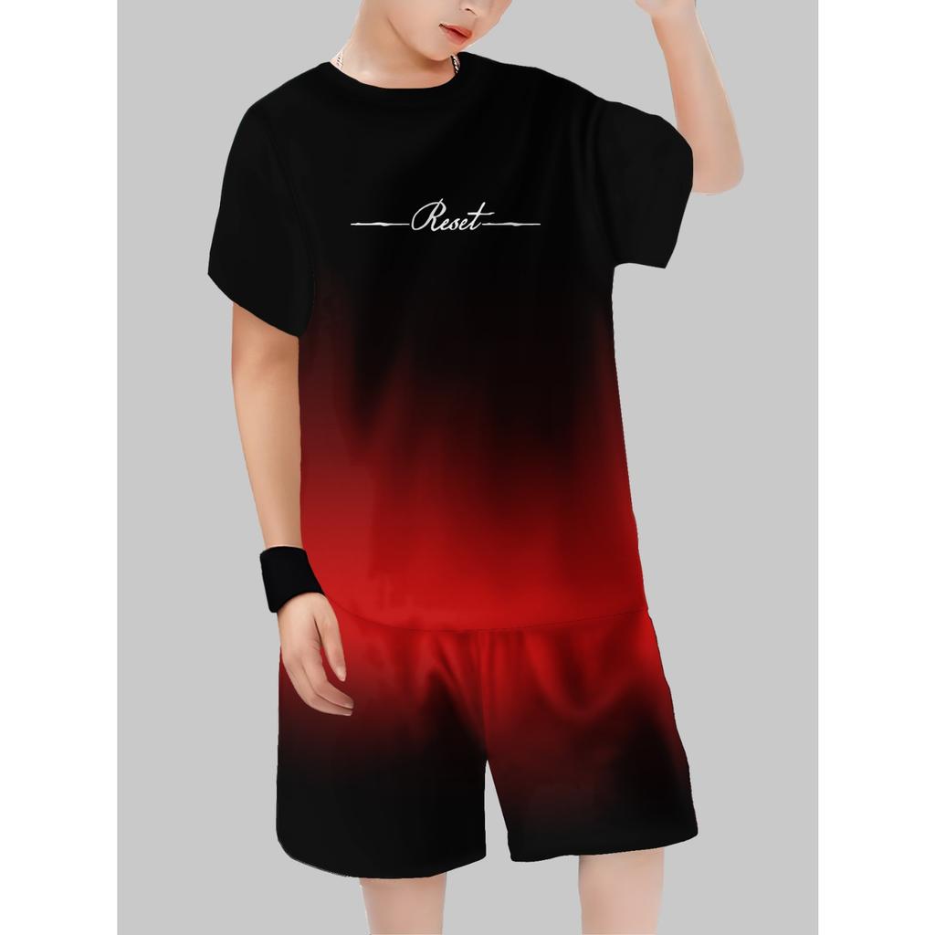 Fashion 3D Printed Casual Pullover T-Shirt and Shorts Set for Boys, Outdoor T-Shirt and Shorts Set for Boys