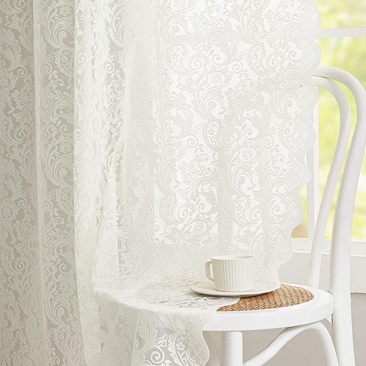 Vintage Französischer Phönixschwanz-Spitzenvorhang für Wohnzimmer, Küche, Schlafzimmer – Nicht-transparenter Fensterschutz & Trennwand-Dekoration