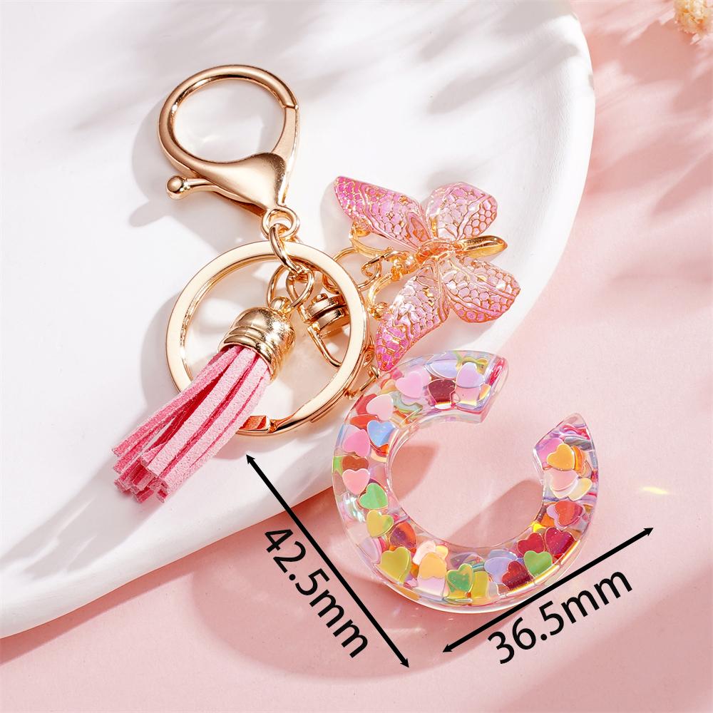 Fashion DIY A-Z Letters Keychain Metal Holder Pendent Key Chain With Butterfly Women Car Key Ring Simple Letter Key Party Gift