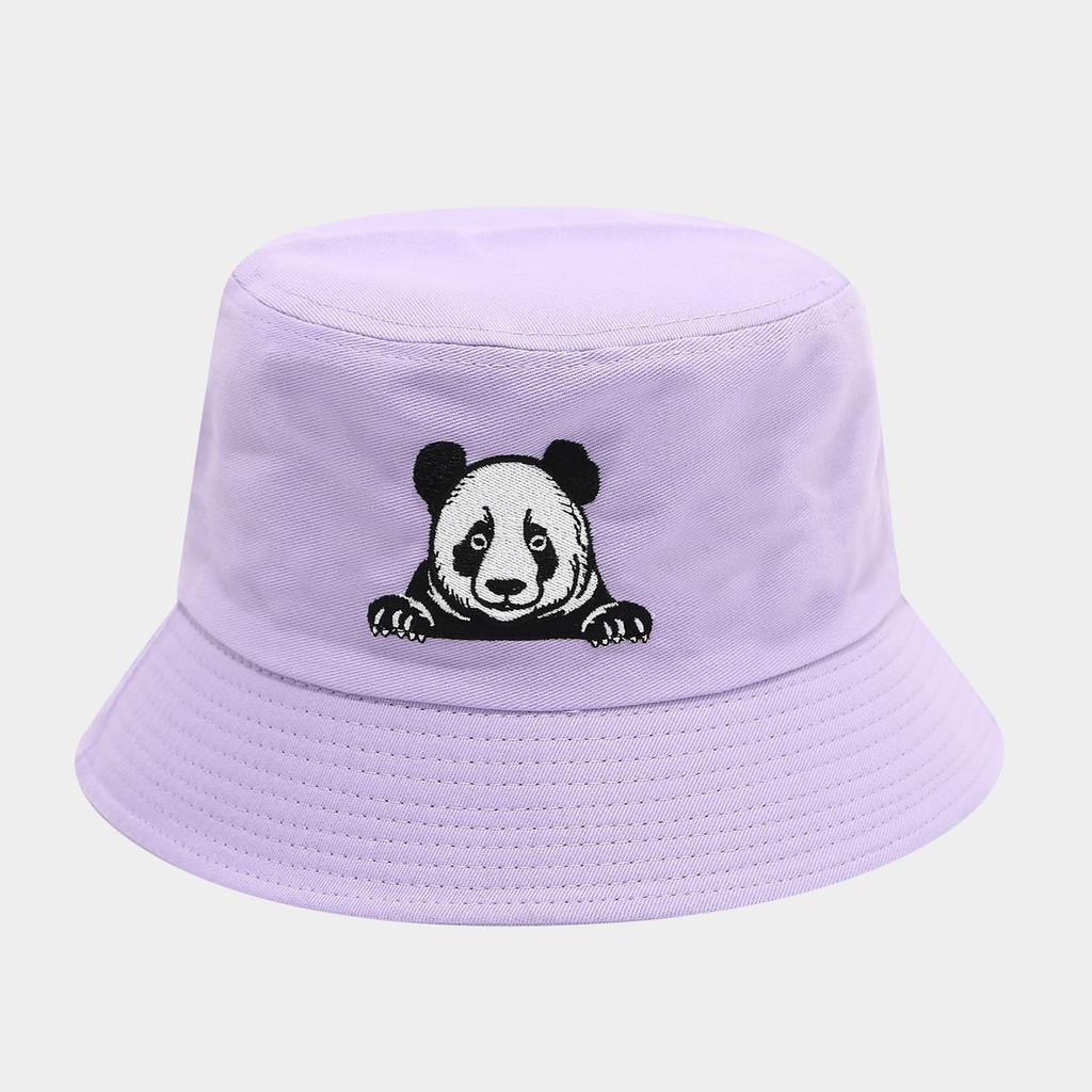 Panda Embroidered Fisherman Hat For Women Summer Sun Protection Casual Style