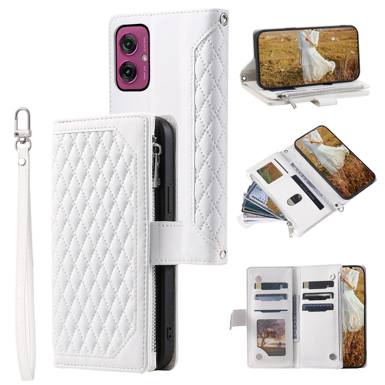 

Style 005 For Motorola Moto G55 5G Wallet Case Rhombus Stitching Line PU Leather Phone Cover F