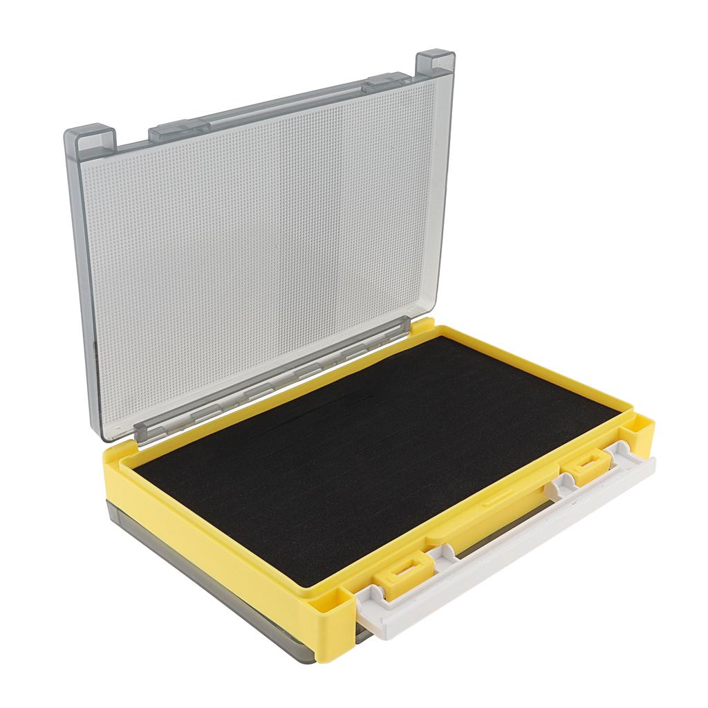 Double Sided PP Fishing Tackle Storage Box Lure Jig Head Hooks Hard Case with Removable Dividers Spong Slot Yellow Gray Green Colors