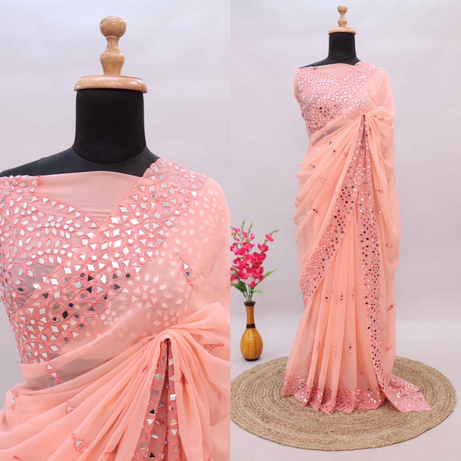 

Сари Sundari Heavy Georgette, несшитая блузка
