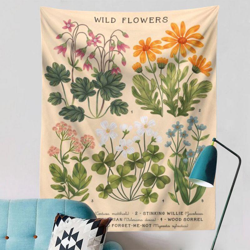 Vintage Flower Tapestry Botanical Wall Hanging for Bedroom Living Room Dorm Cottagecore Aesthetic Home Decor