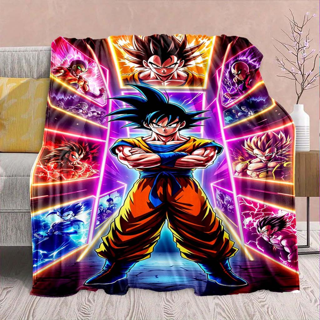 Dragon Ball Anime Flannel Blanket - Soft Warm Perfect for Sofa, Bedding Camping Travel Office Home Decor -QJY