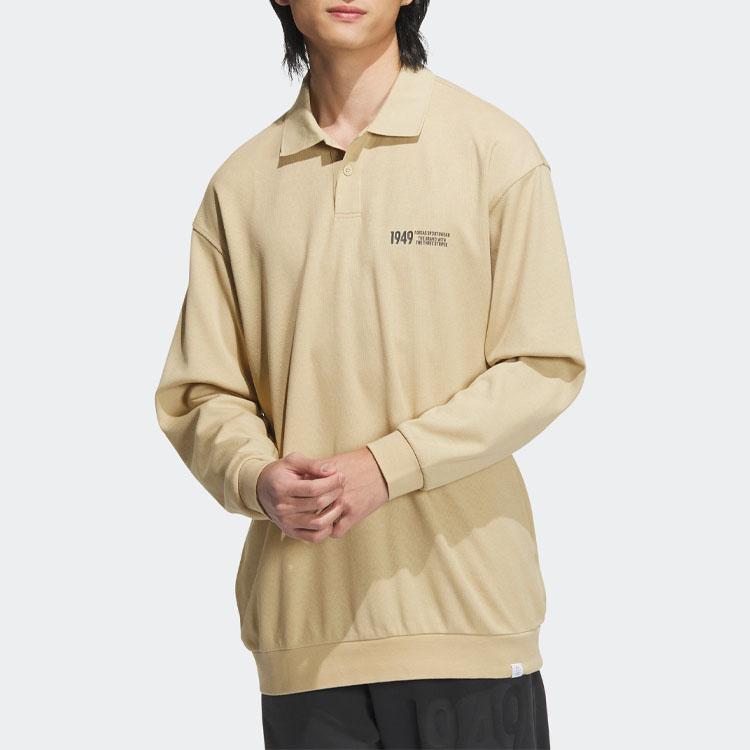 Adidas Graphic Print Loose Long Sleeve Polo Shirt Men Tops Prairie-Brown IK3508