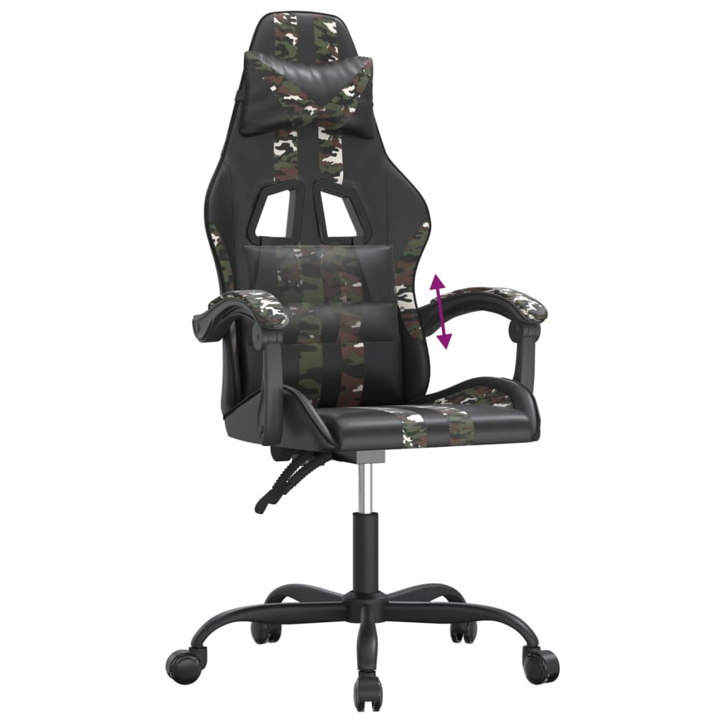 Gaming Chair In Black and Camouflage Artificial Leather